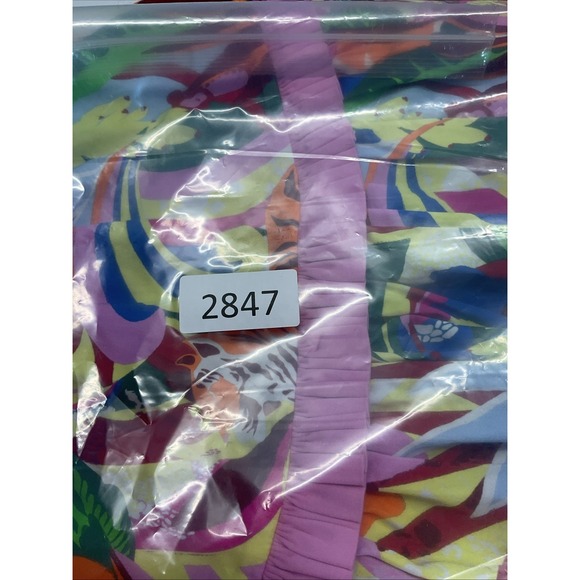 NEW Alden Adair Rainforest colorful festive Puff Sleeve Minidress Size MD tiered - Picture 14 of 14